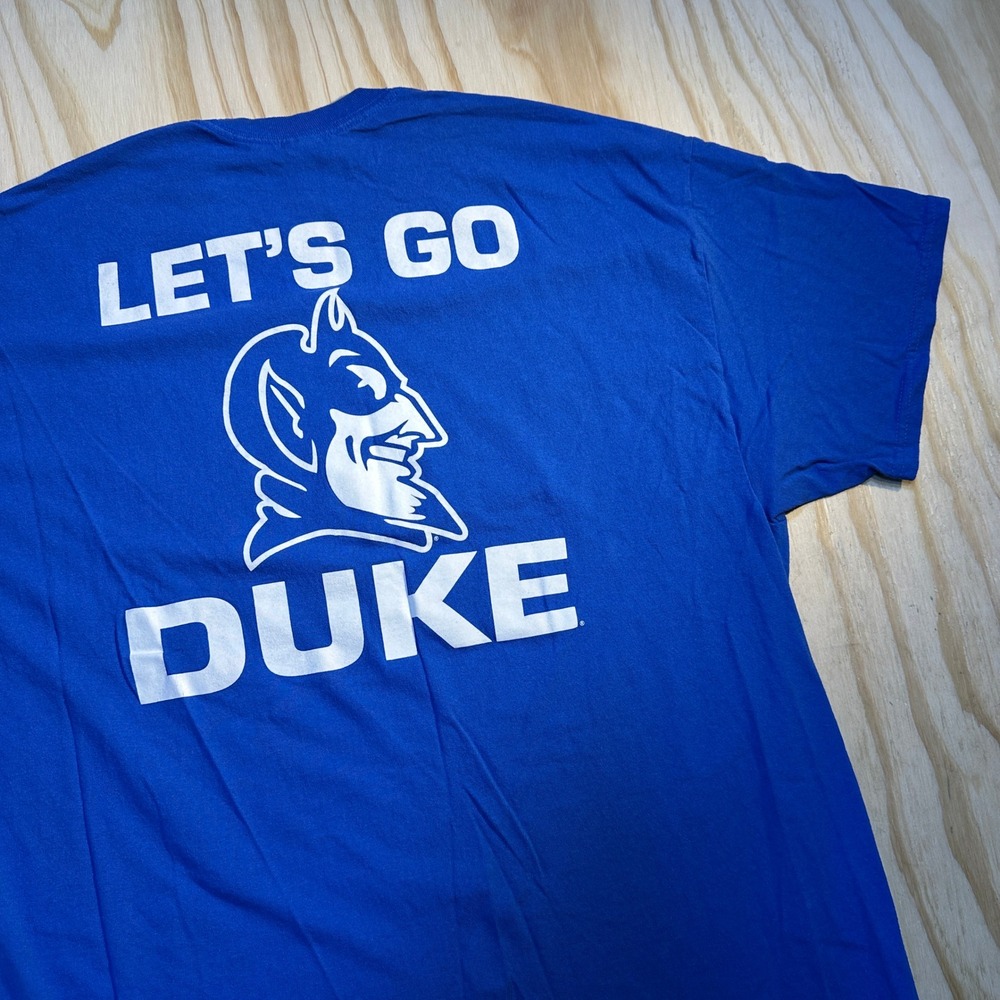 Gildan Duke Blue Devils Football T-Shirt Men's 2XL Blue Graphic Tee Mascot Logo